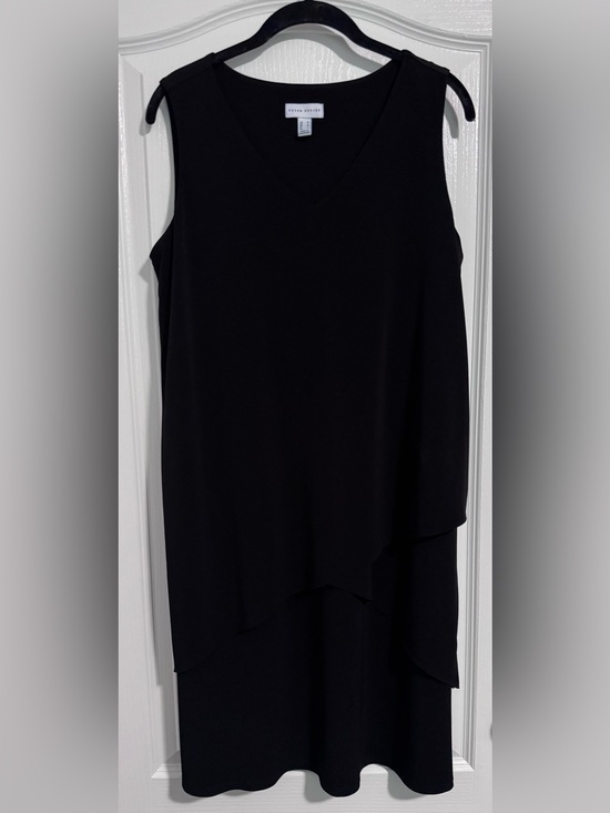 Susan Graver Dresses & Skirts - Susan Graver Black Sleeveless Layered V-Neck Dress Size M